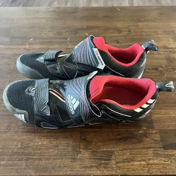 Adidas Mens Black and Red 2 Strap fastenser Cycling Shoes Size 9.5 - Picture 3 of 7